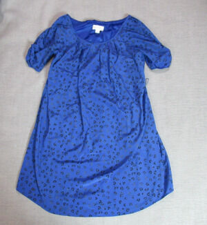 Jessica Simpson Dress Womens Size 12 Blue Leopard Print Shift Flowy Preppy Midi